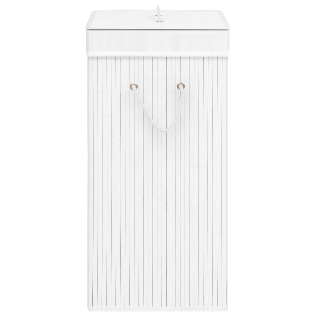 Bamboo Laundry Basket with Single Section White