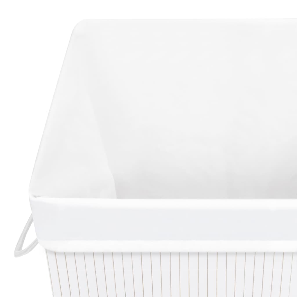 Bamboo Laundry Basket with Single Section White