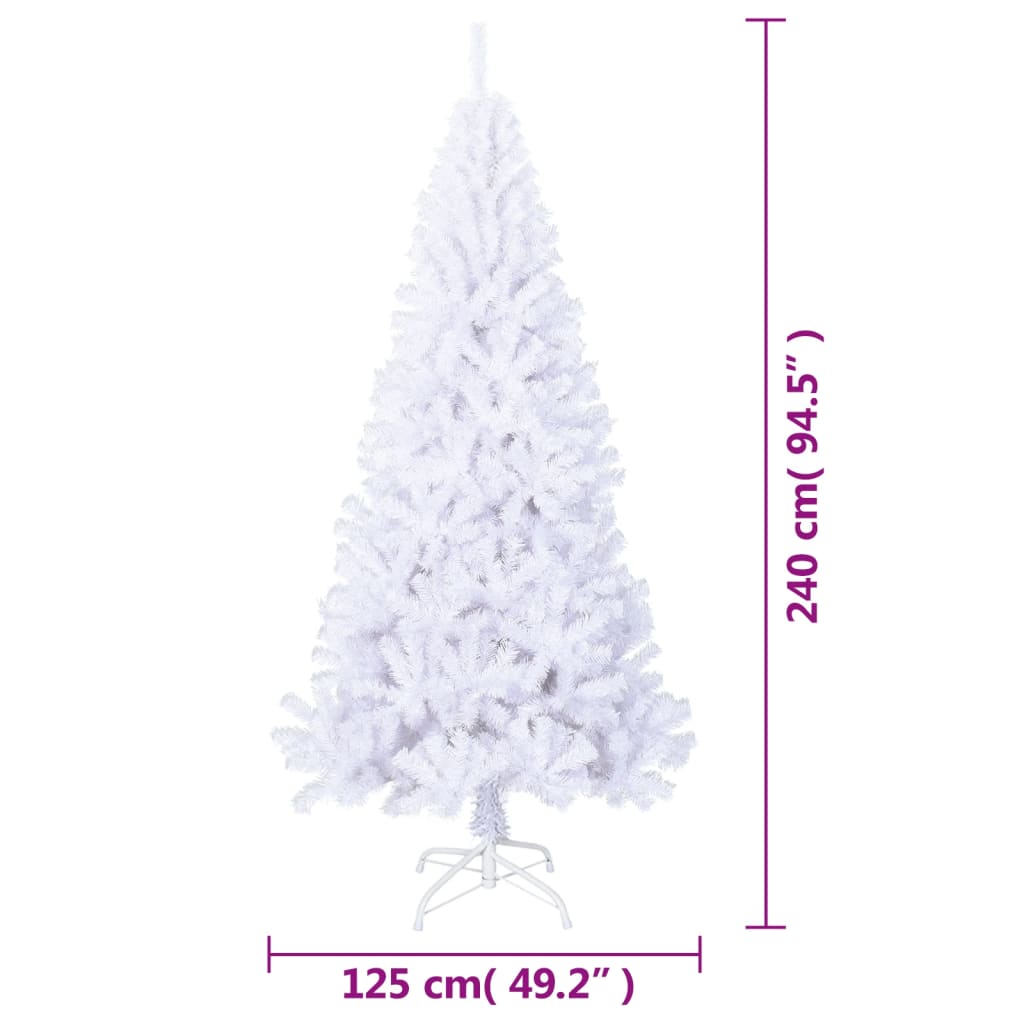 Artificial Christmas Tree with Thick Branches White 240 cm PVC