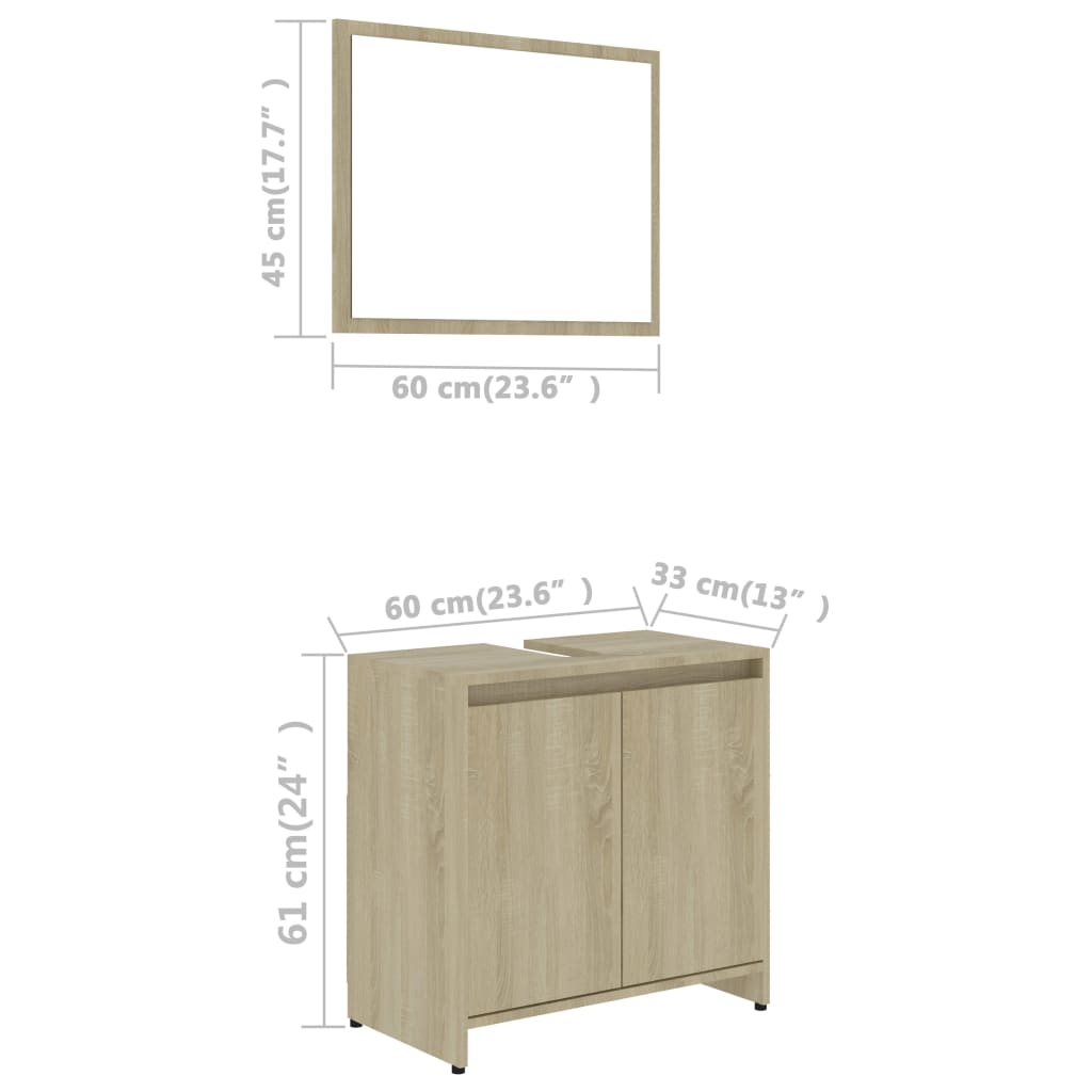 Bathroom Furniture Set Sonoma Oak Engineered Wood