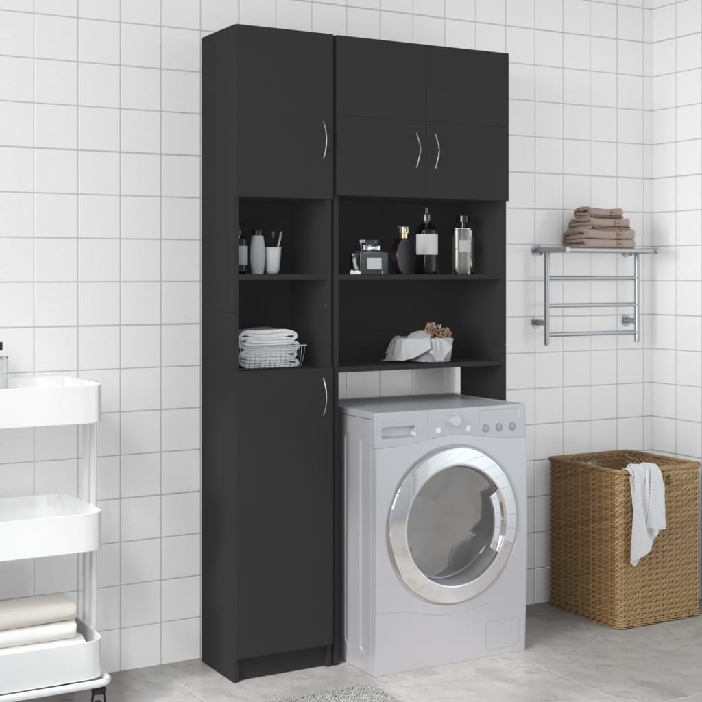 Bathroom Cabinet Grey 32x25.5x190 cm Engineered Wood