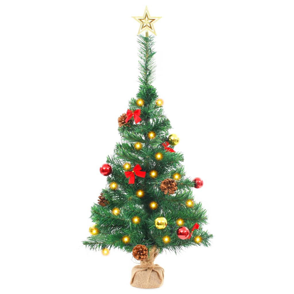 Artificial Pre-lit Christmas Tree with Baubles Green 64 cm