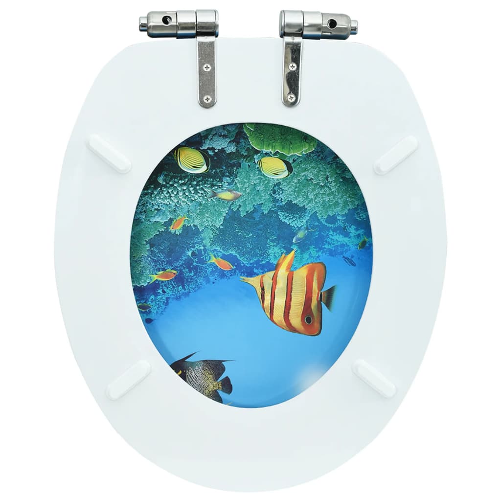 WC Toilet Seat with Soft Close Lid MDF Deep Sea Design