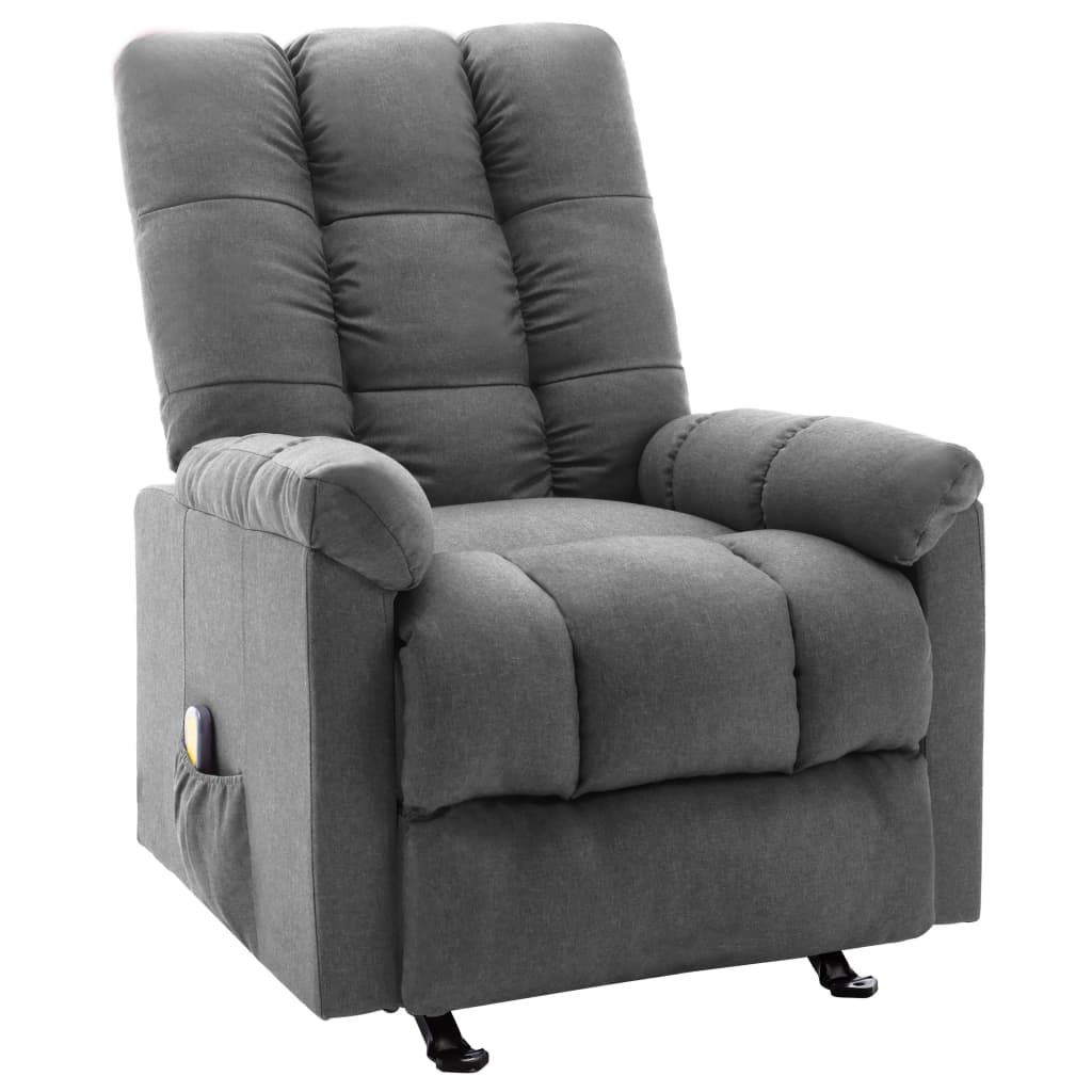 Massage Reclining Chair Light Grey Fabric