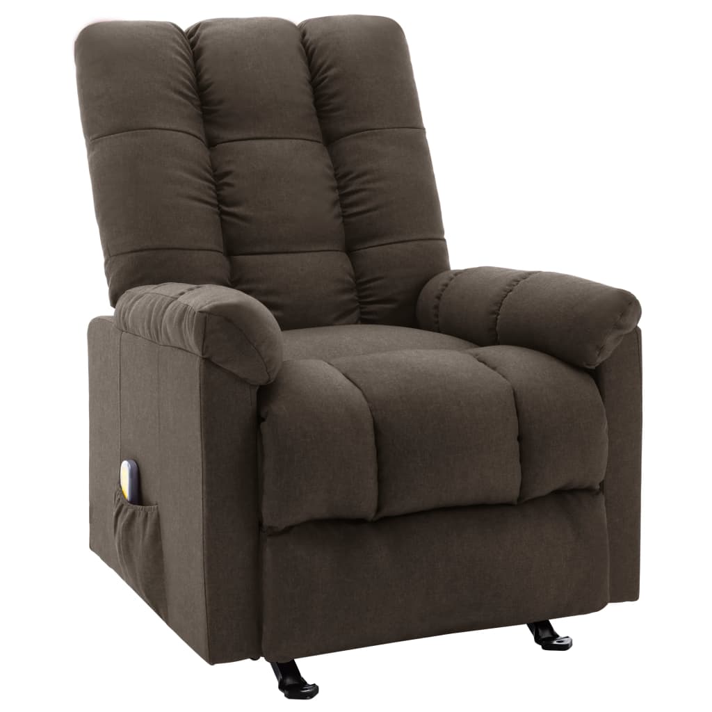 Massage Reclining Chair Dark Brown Fabric