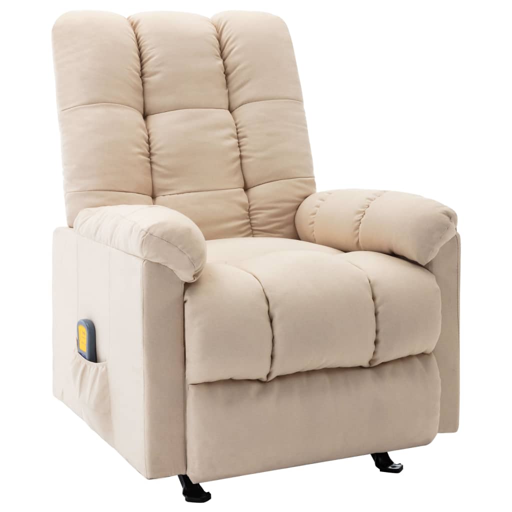 Massage Reclining Chair Cream Fabric