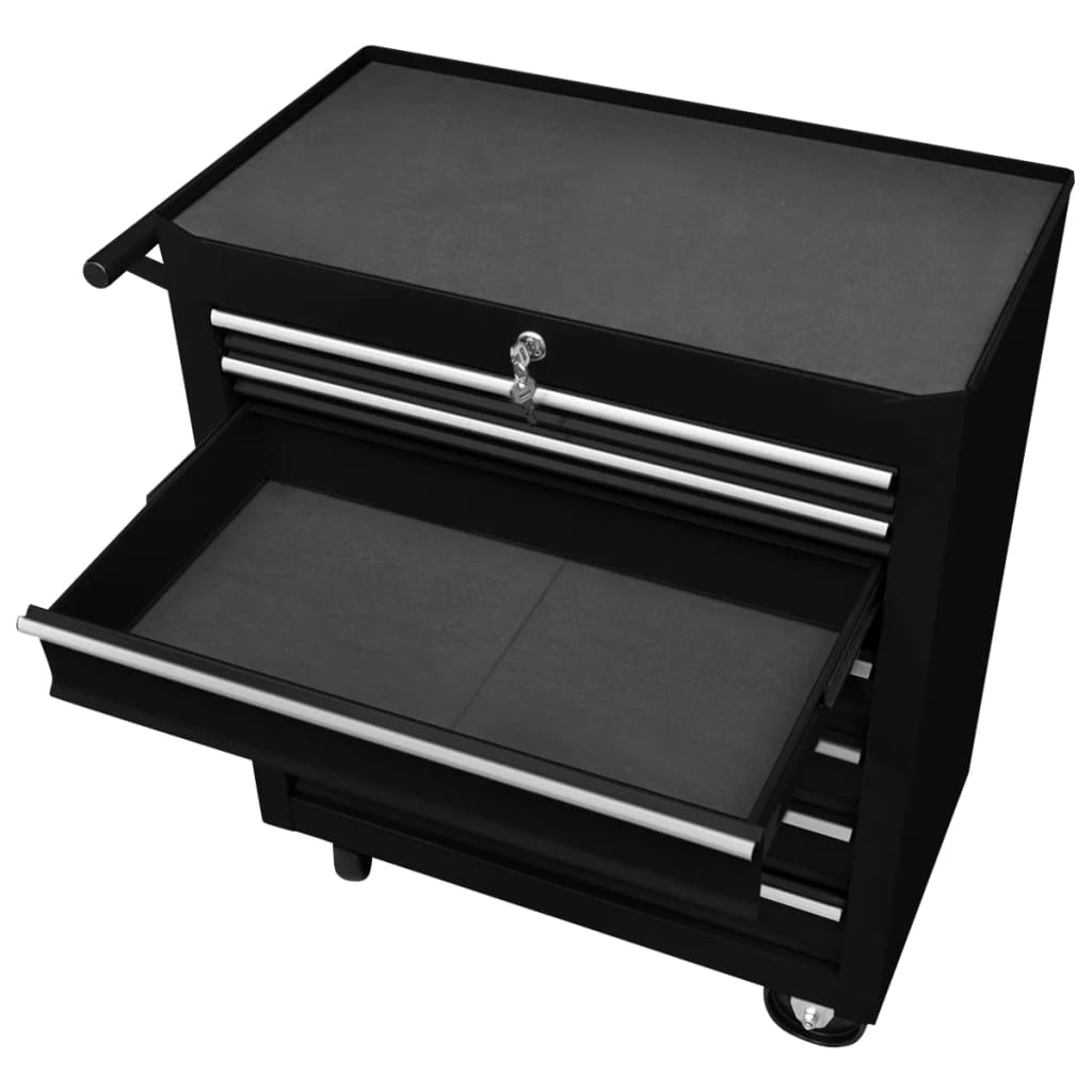 Workshop Tool Trolley with 7 Drawers Black