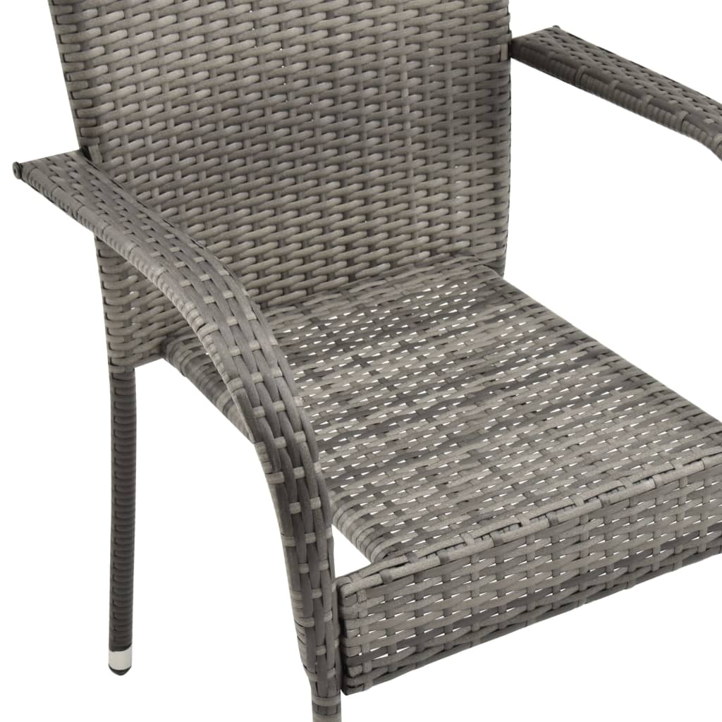 Stackable Outdoor Chairs 6 pcs Grey Poly Rattan