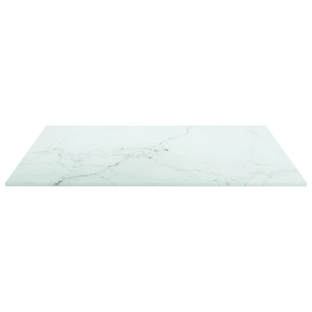 Table Top White 50x50 cm 6 mm Tempered Glass with Marble Design