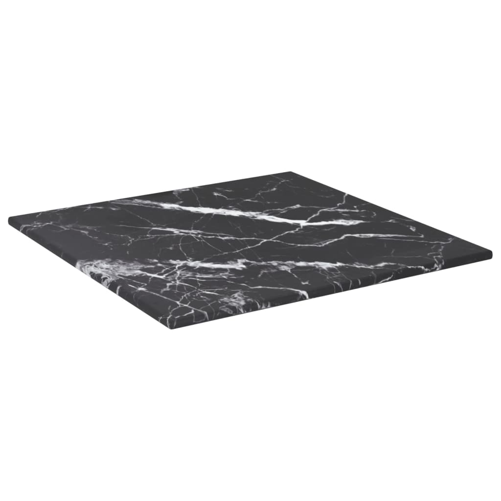 Table Top Black 30x30 cm 6 mm Tempered Glass with Marble Design