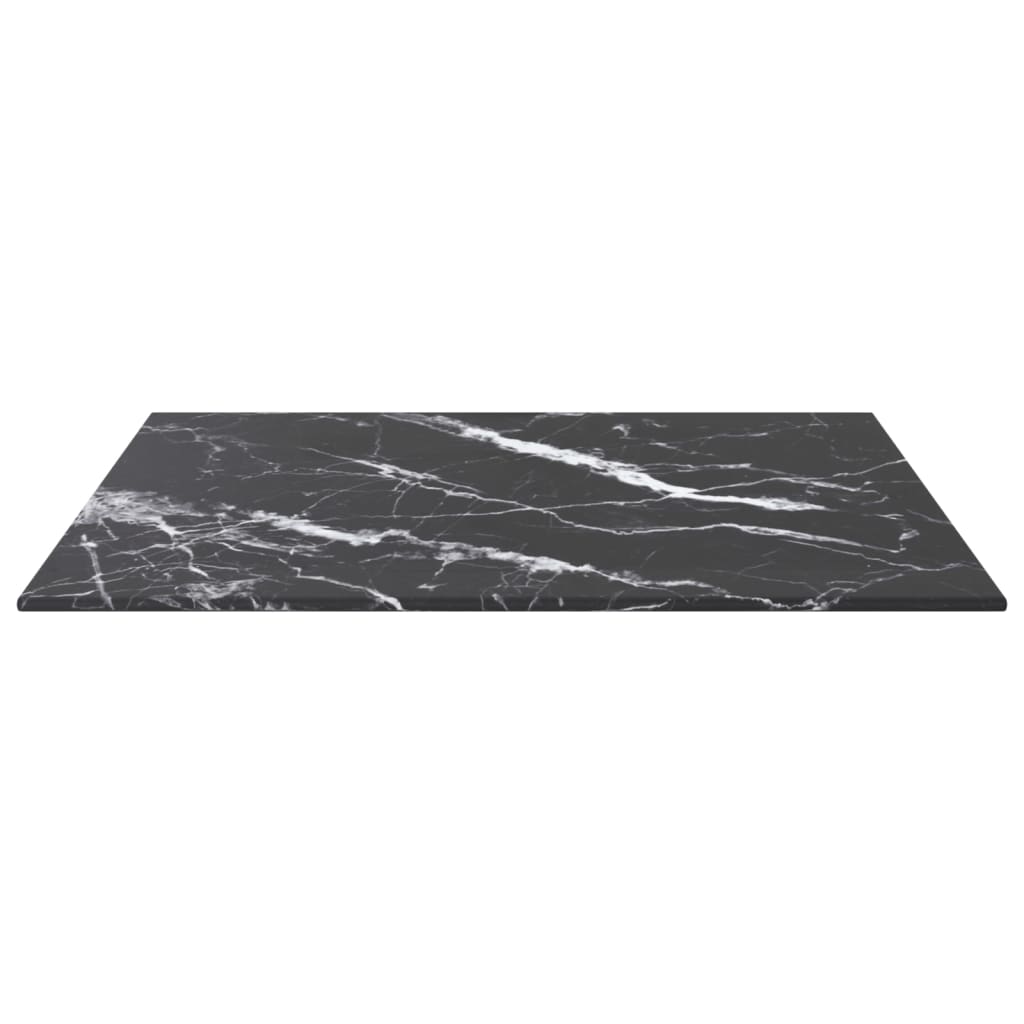 Table Top Black 50x50 cm 6 mm Tempered Glass with Marble Design