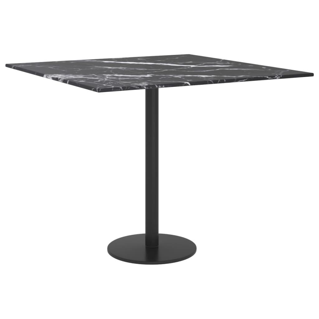 Table Top Black 50x50 cm 6 mm Tempered Glass with Marble Design