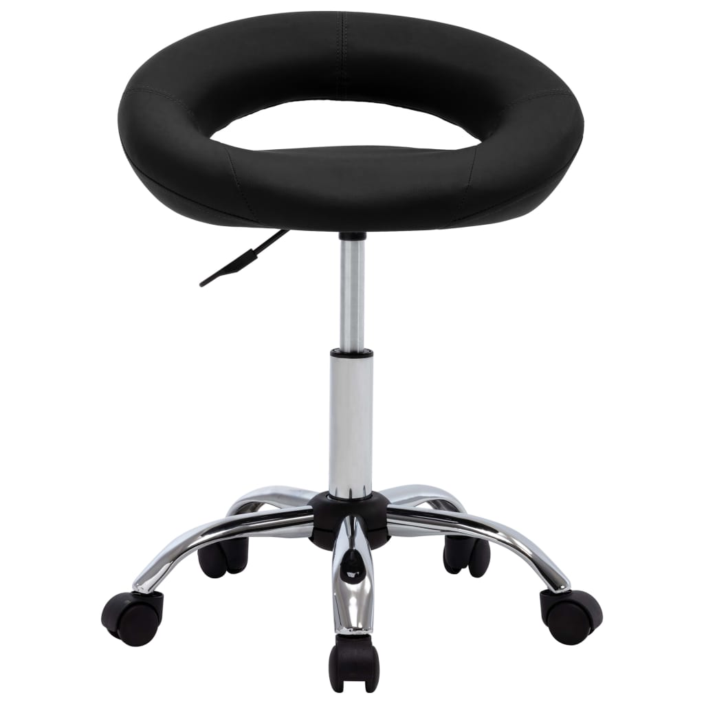 Rolling Work Chair Black Faux Leather