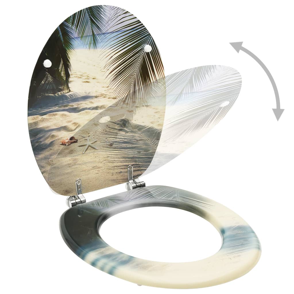 WC Toilet Seats with Lid 2 pcs MDF Beach Design