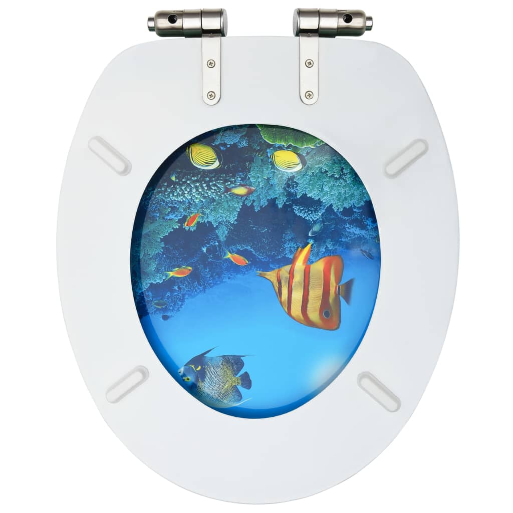 WC Toilet Seats with Soft Close Lid 2 pcs MDF Deep Sea Design