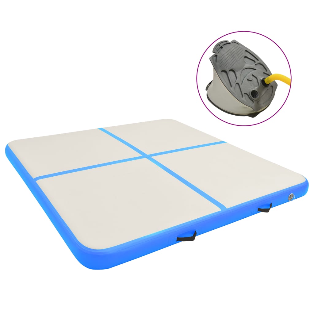 Inflatable Gymnastics Mat with Pump 200x200x10 cm PVC Blue