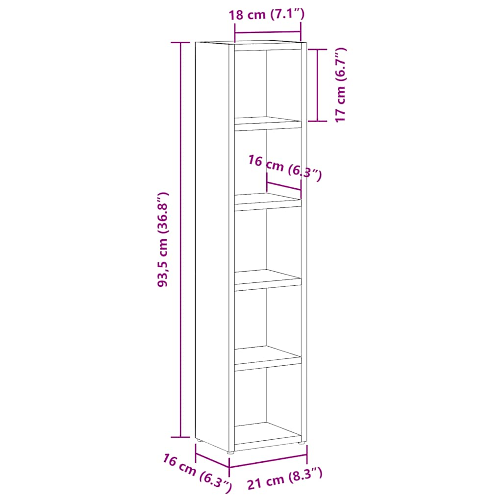 CD Cabinets 2 pcs White 21x16x93.5 cm Engineered Wood