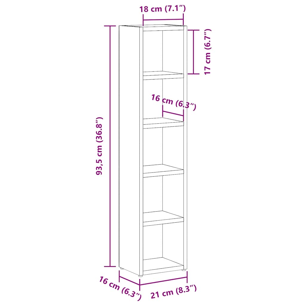 CD Cabinets 2 pcs Black 21x16x93.5 cm Engineered Wood