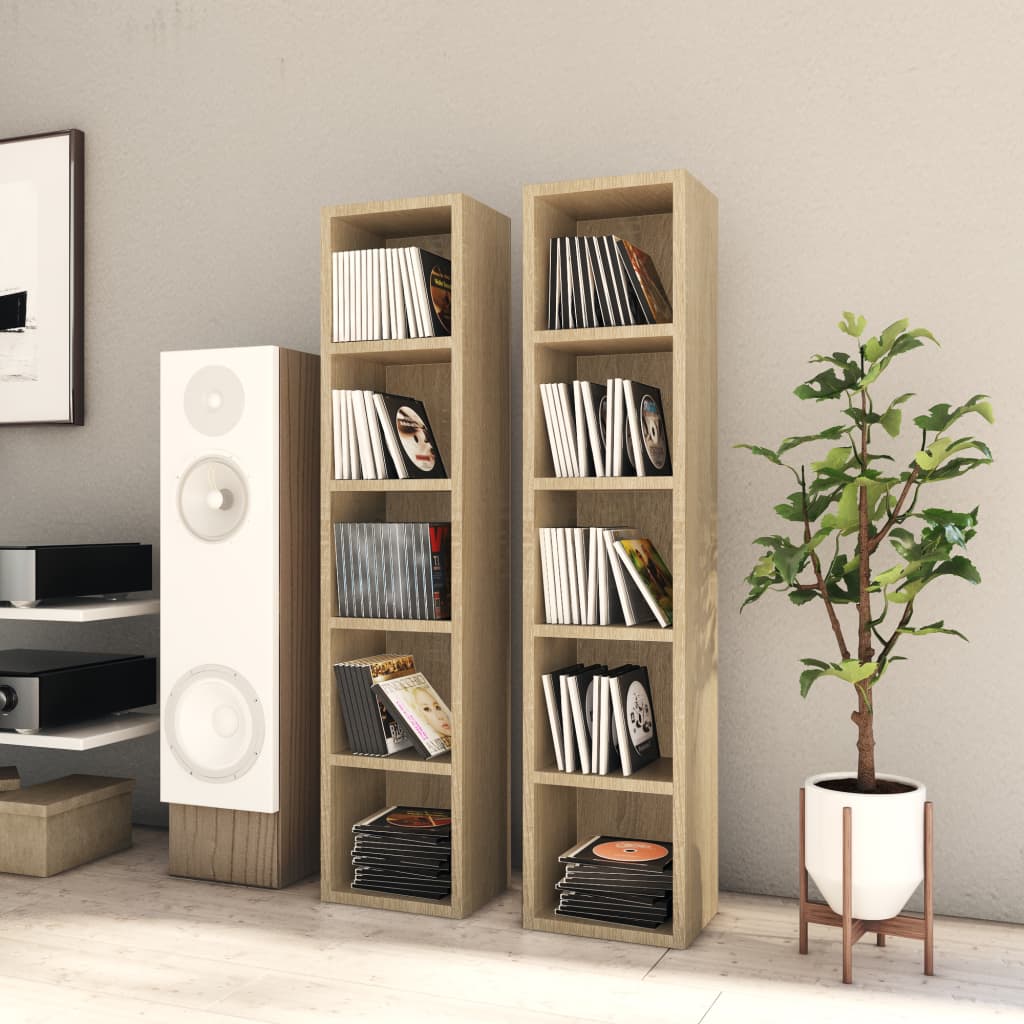 CD Cabinets 2 pcs Sonoma Oak 21x16x93.5 cm Engineered Wood