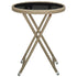 Tea Table Beige 60 cm Poly Rattan and Tempered Glass