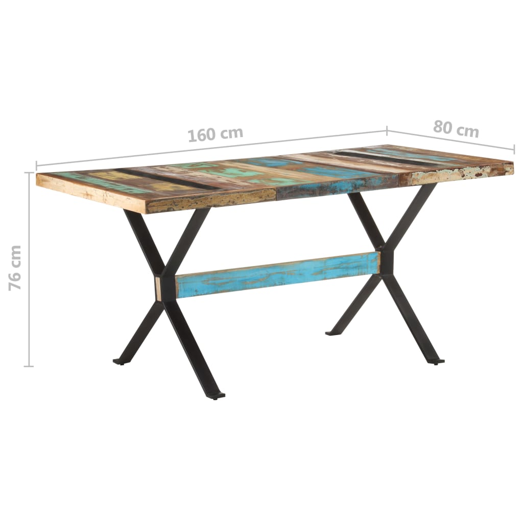 Dining Table 160x80x76 cm Solid Reclaimed Wood