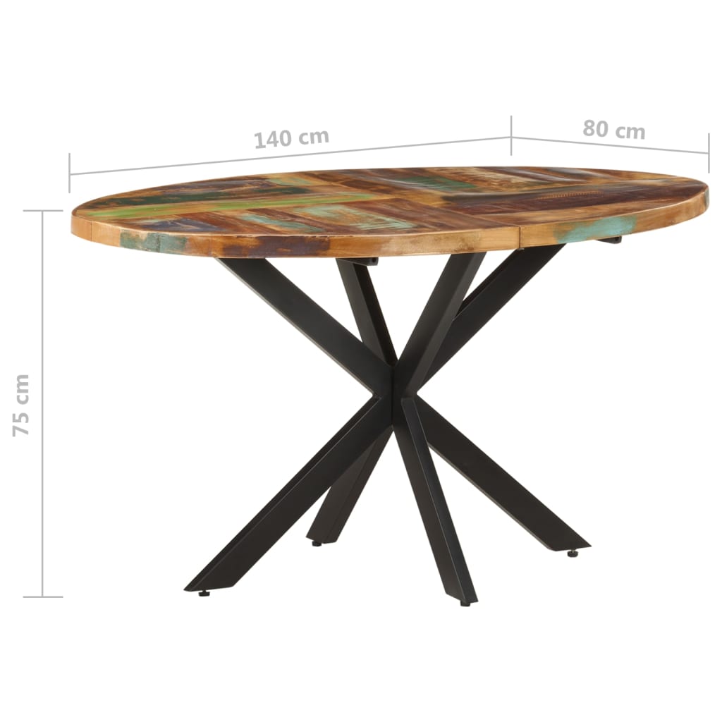 Dining Table 140x80x75 cm Solid Reclaimed Wood