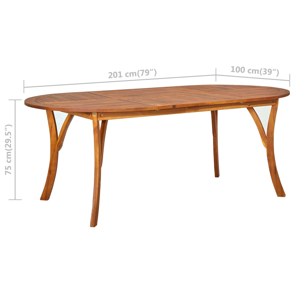 Garden Table 201x100x75 cm Solid Acacia Wood