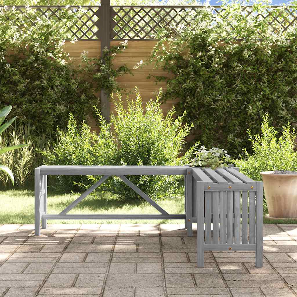 Garden Corner Bench with Planter 117cm Solid Acacia Wood Grey