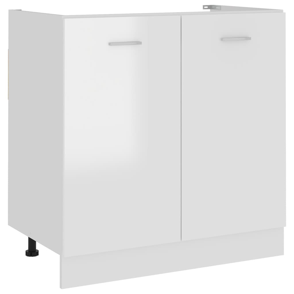 Sink Bottom Cabinet High Gloss White 80x46x81.5 cm Engineered Wood