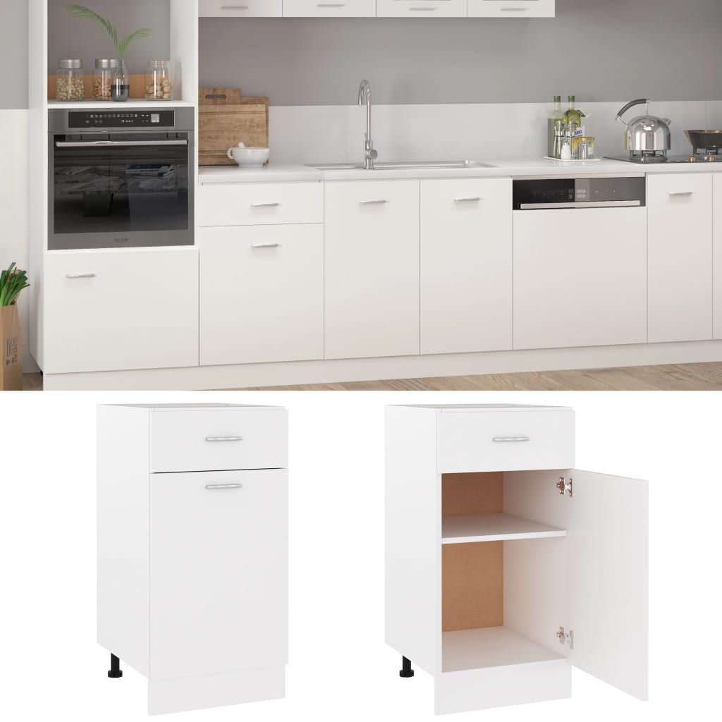 Drawer Bottom Cabinet Lyon White 40x46x81.5 cm Engineered Wood