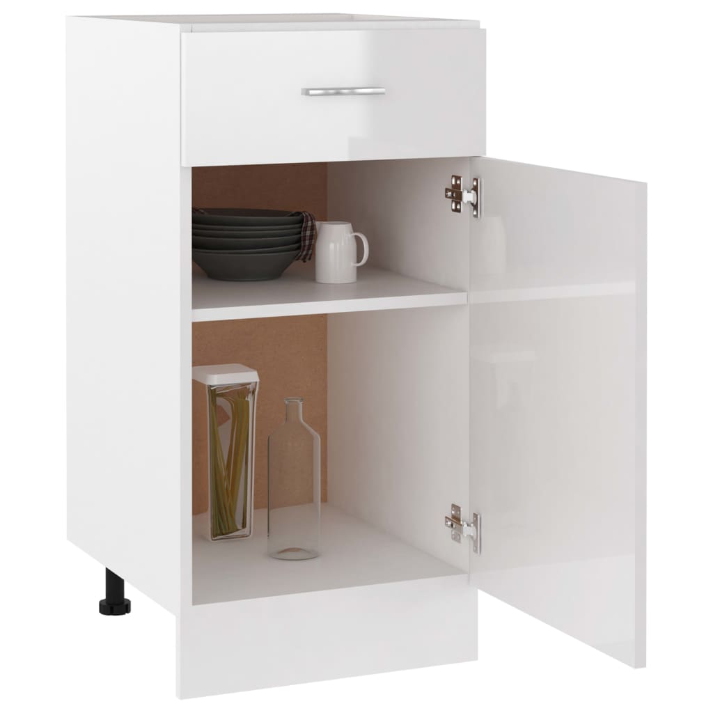 Drawer Bottom Cabinet High Gloss White 40x46x81.5 cm Engineered Wood