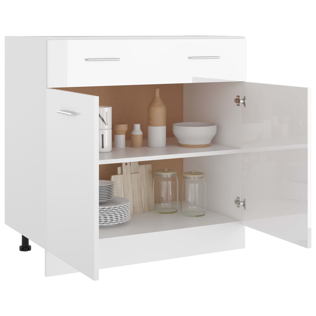 Drawer Bottom Cabinet High Gloss White 80x46x81.5 cm Engineered Wood