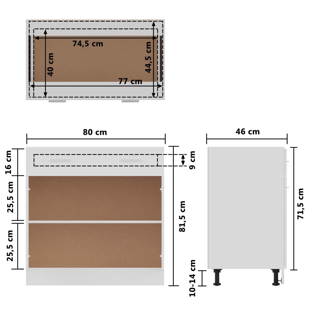 Drawer Bottom Cabinet High Gloss White 80x46x81.5 cm Engineered Wood