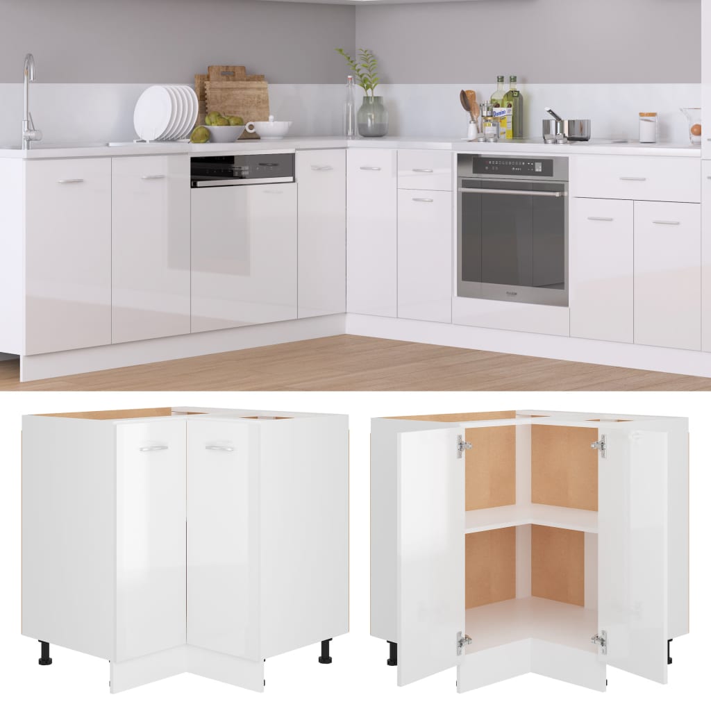 Corner Bottom Cabinet High Gloss White 75.5x75.5x81.5 cm Engineered Wood