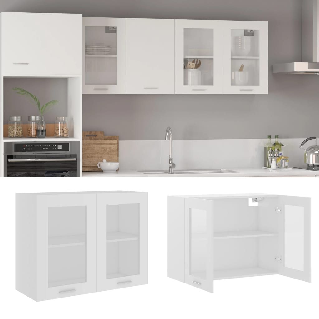 Hanging Glass Cabinet Lyon White 80x31x60 cm Engineered Wood