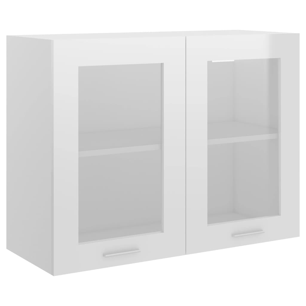 Hanging Glass Cabinet High Gloss White 80x31x60 cm Engineered Wood