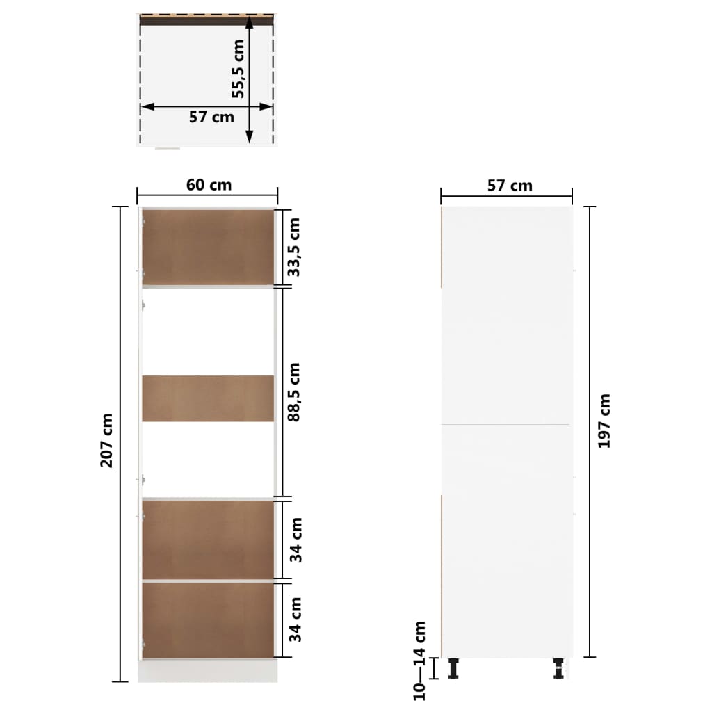 Refrigerator Cabinet Lyon White 60x57x207 cm Engineered Wood