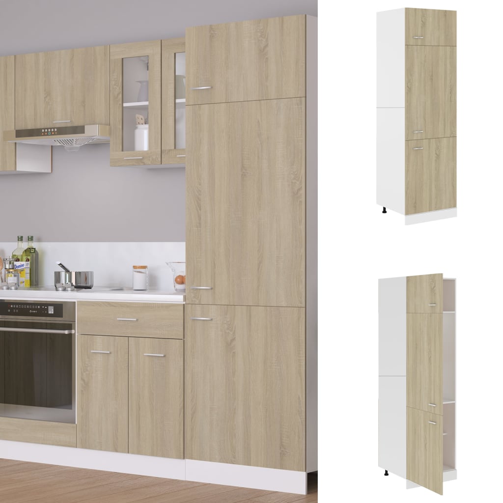 Refrigerator Cabinet Sonoma Oak 60x57x207 cm Engineered Wood