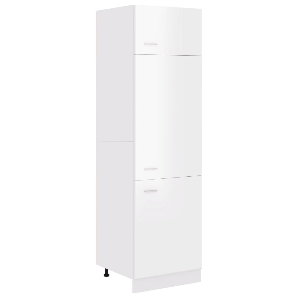 Refrigerator Cabinet High Gloss White 60x57x207 cm Engineered Wood