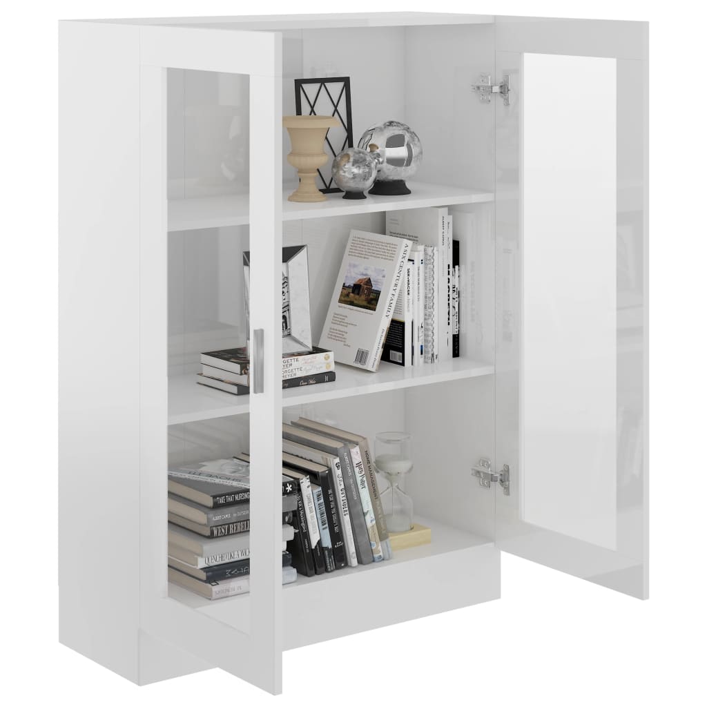 Vitrine Cabinet High Gloss White 82.5x30.5x115 cm Engineered Wood