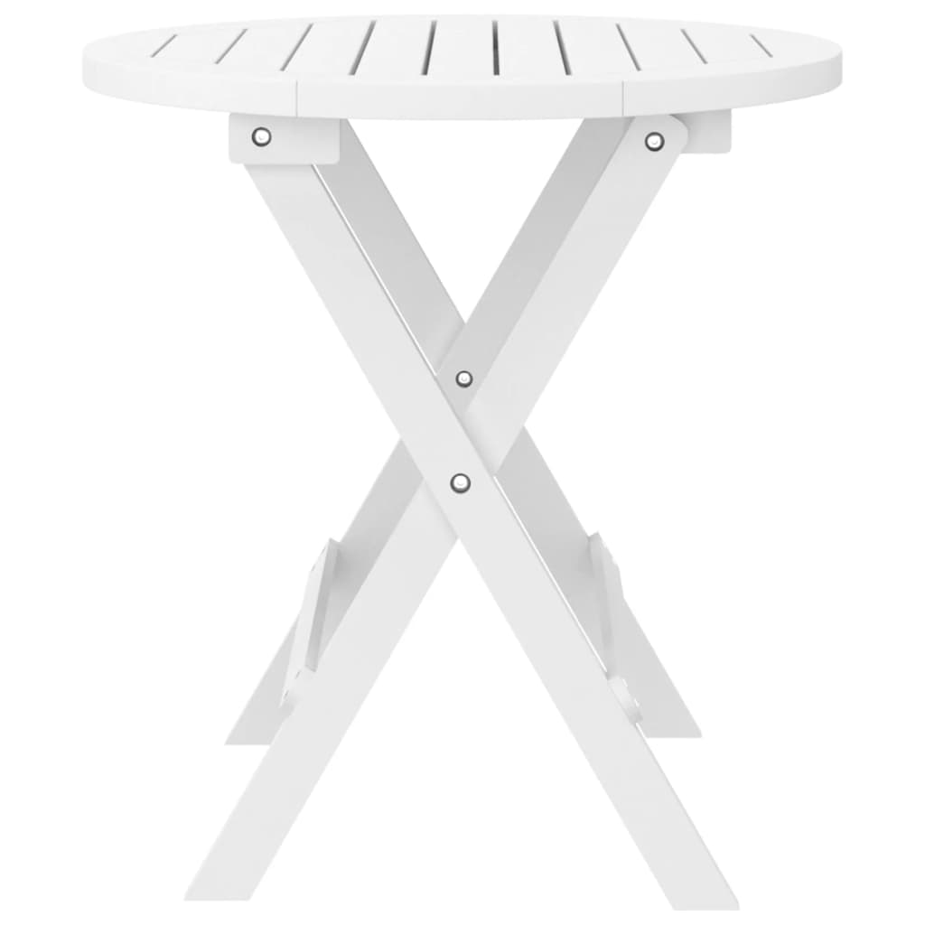 Folding Garden Table White Ø 46 cm Solid Wood Acacia