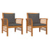 Sofa Chairs with Dark Grey Cushions 2 pcs Solid Wood Acacia