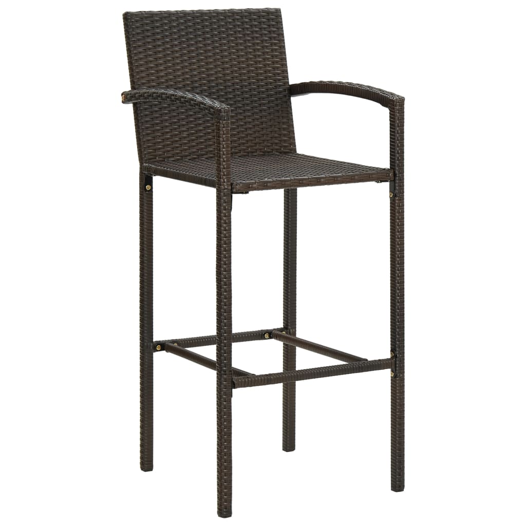 Bar Stools 4 pcs Brown Poly Rattan