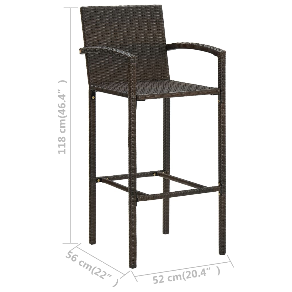 Bar Stools 4 pcs Brown Poly Rattan