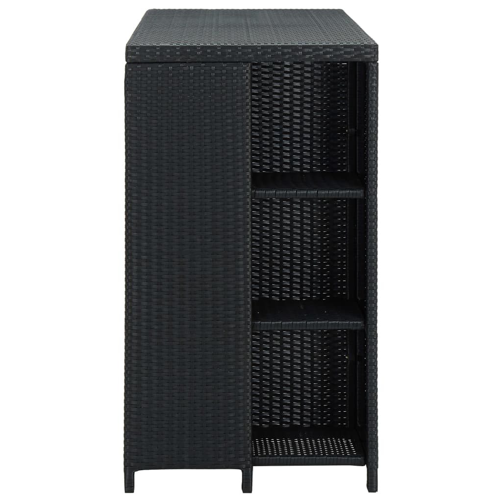 Bar Table with Storage Rack Black 120x60x110 cm Poly Rattan