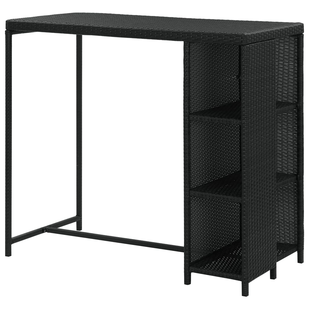 Bar Table with Storage Rack Black 120x60x110 cm Poly Rattan