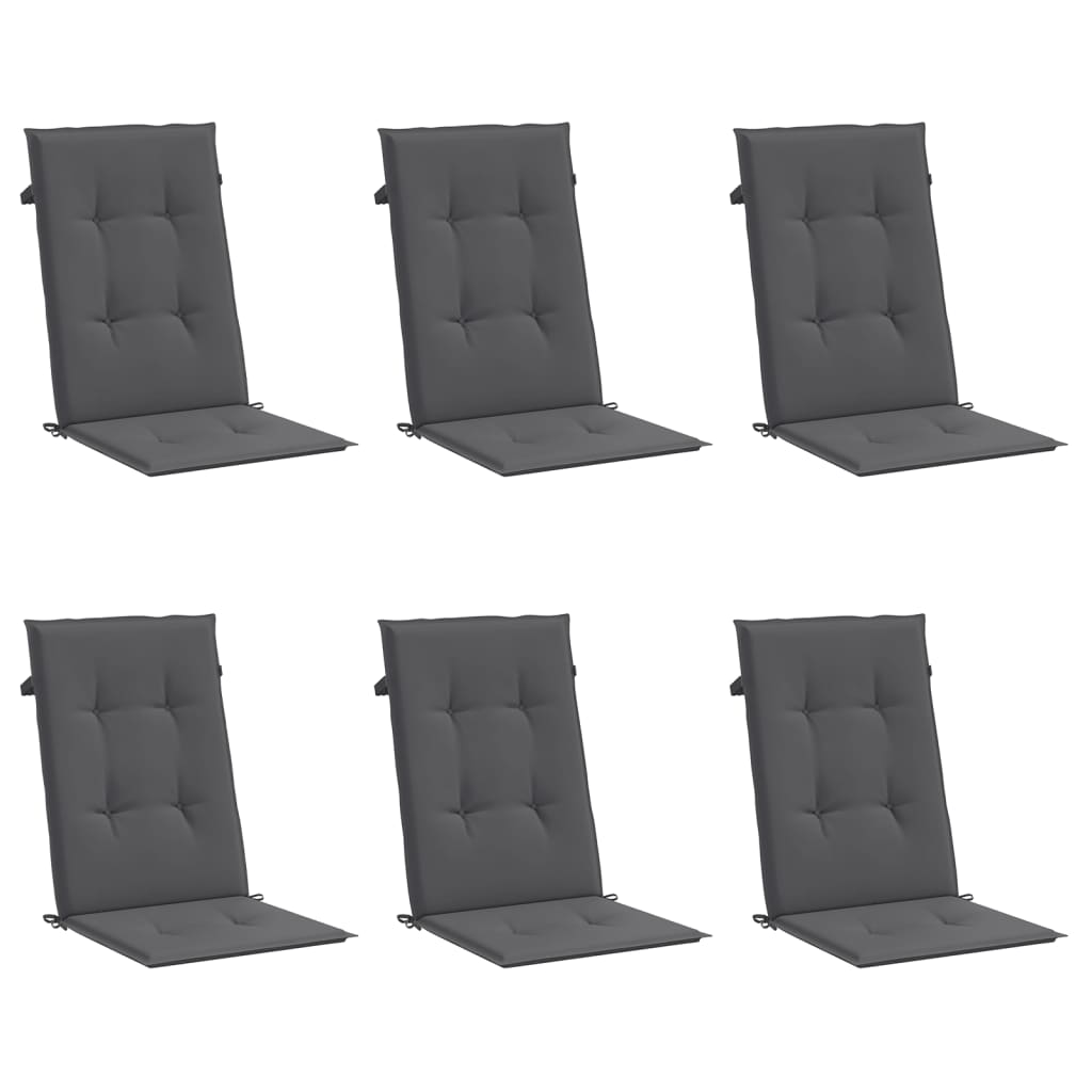 Garden Highback Chair Cushions 6 pcs Anthracite 120x50x3 cm Fabric