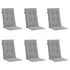 Garden Highback Chair Cushions 6 pcs Grey 120x50x3 cm Fabric