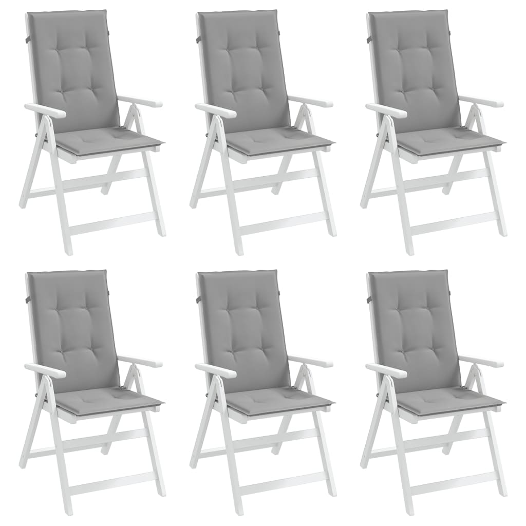 Garden Highback Chair Cushions 6 pcs Grey 120x50x3 cm Fabric