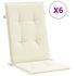 Garden Highback Chair Cushions 6 pcs Cream 120x50x3 cm Fabric